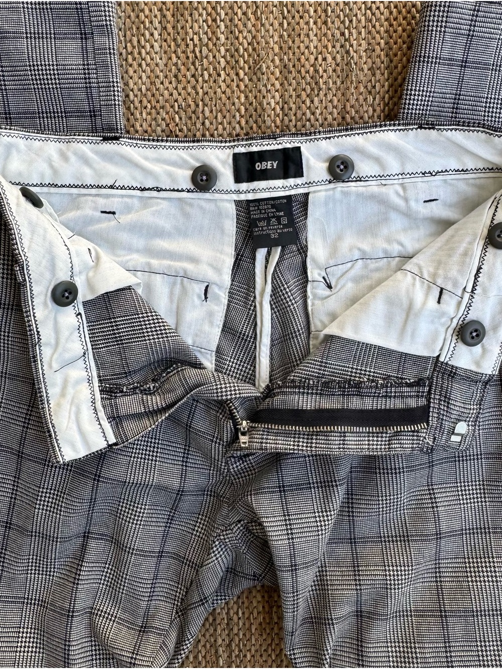 Obey Glen Plaid Pants with Suspender Buttons